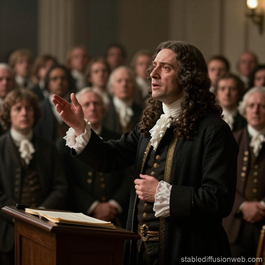 18th Century Preacher Delivering Sermon to Crowd