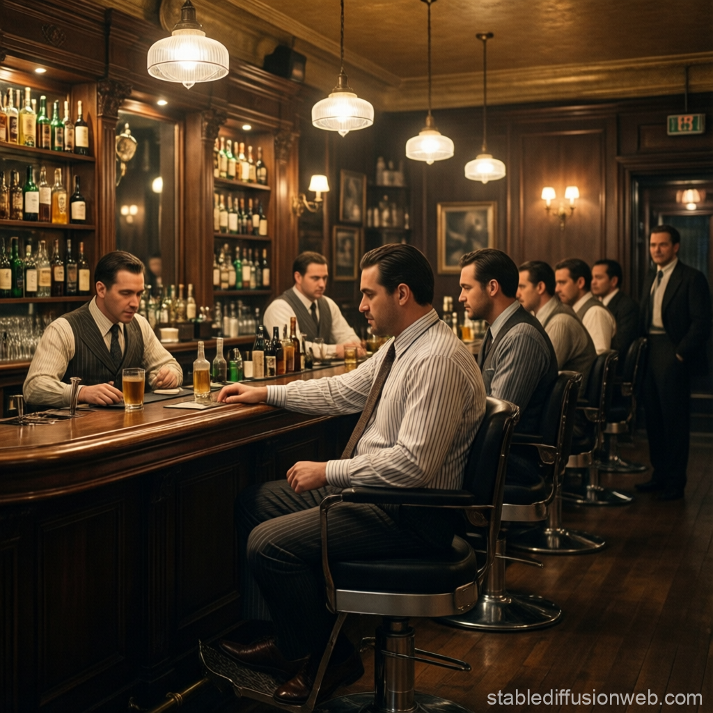 1920s Men in Vintage Barbershop Styled Salon