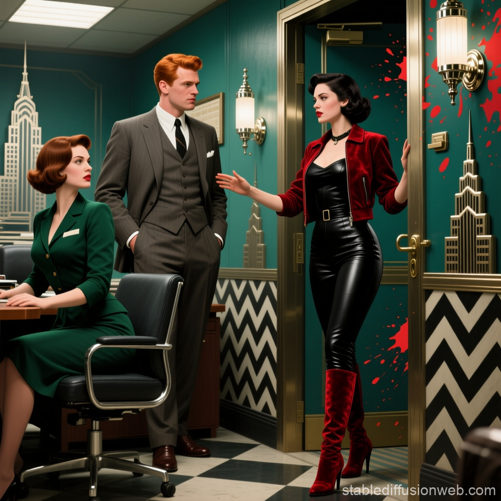 1950s Office Drama with Stylish Characters