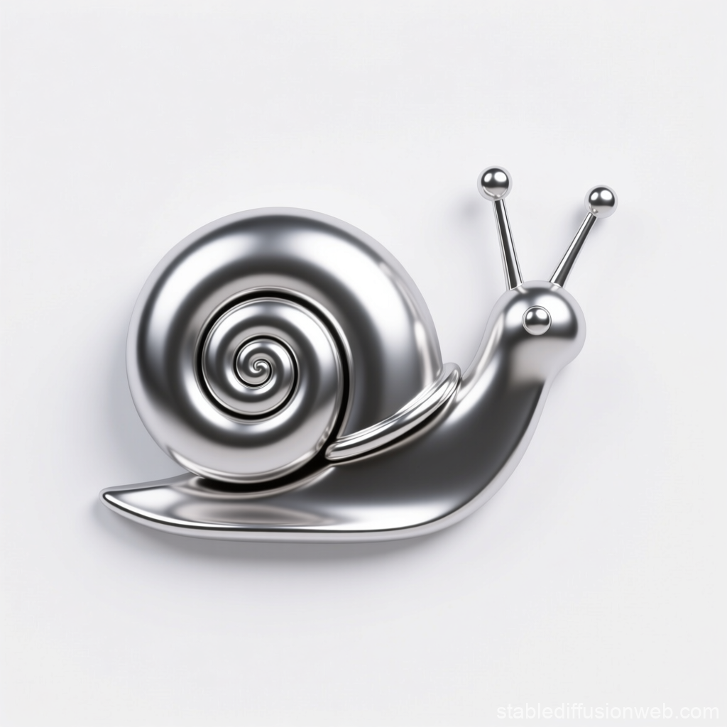 2D Chrome Metallic Snail Illustration