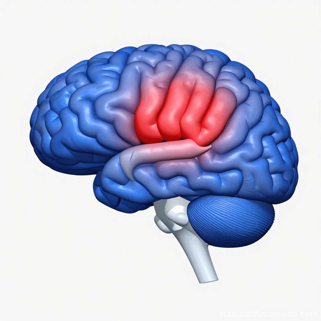 3D Brain Injury Visualization Highlighting Affected Area