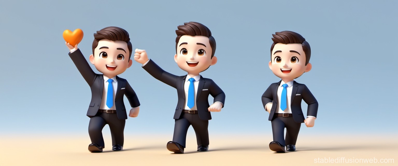 3D Cartoon Businessman Characters in Various Poses