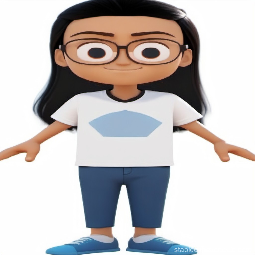 3D Cartoon Character with Glasses and Casual Outfit