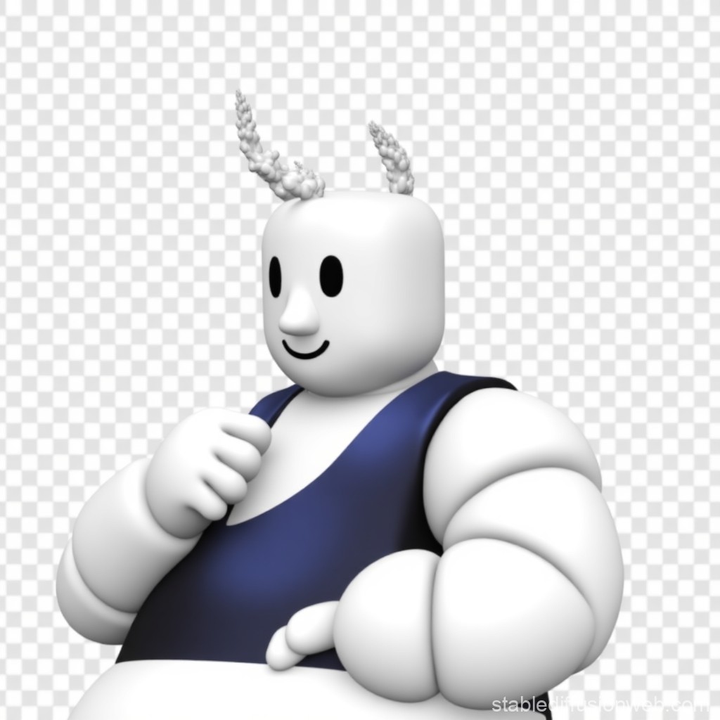 3D Cartoon Character with Horns and Blue Tank Top