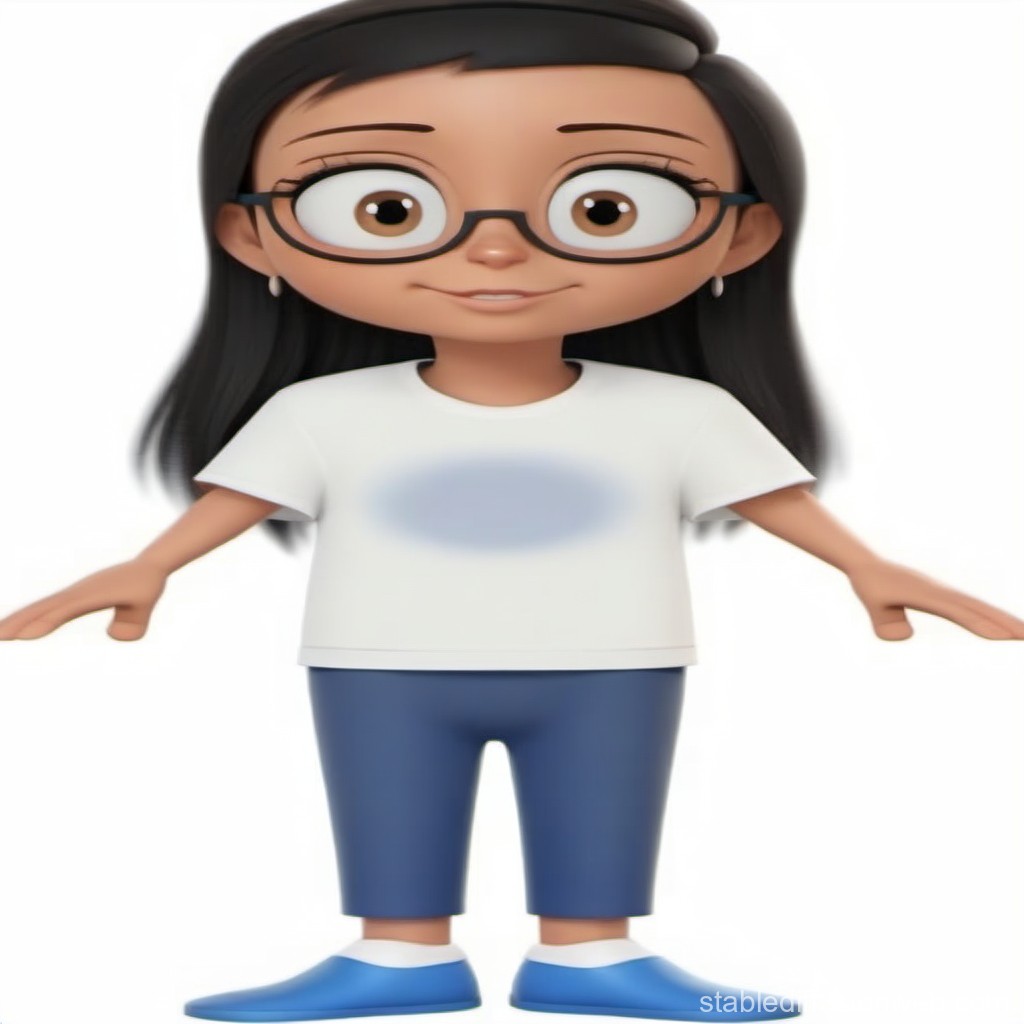 3D Cartoon Girl Character with Glasses and Casual Outfit