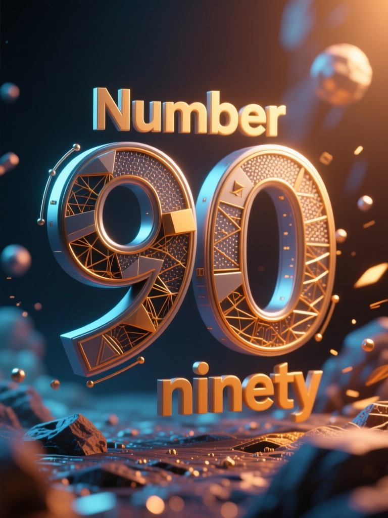 3D Futuristic Number 90 with Geometric Patterns