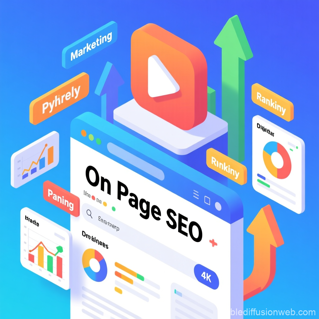3D Illustration of On Page SEO and Marketing Analytics