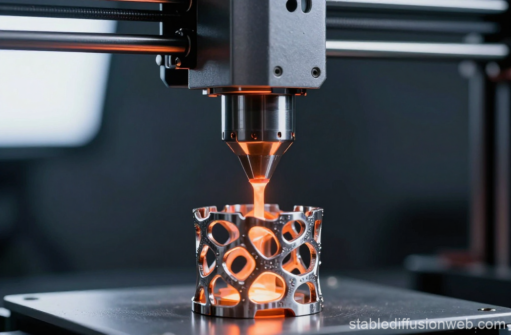 3D Printer Extruding Liquid Metal into Complex Structure