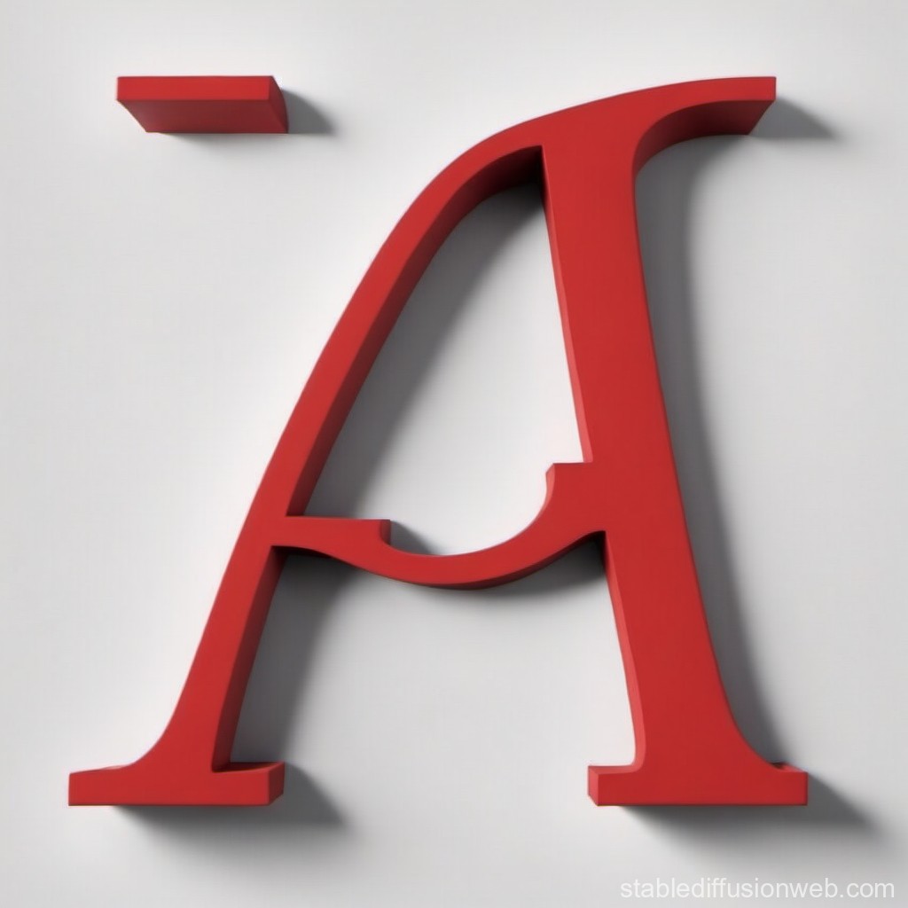 3D Red Letter A on White Background