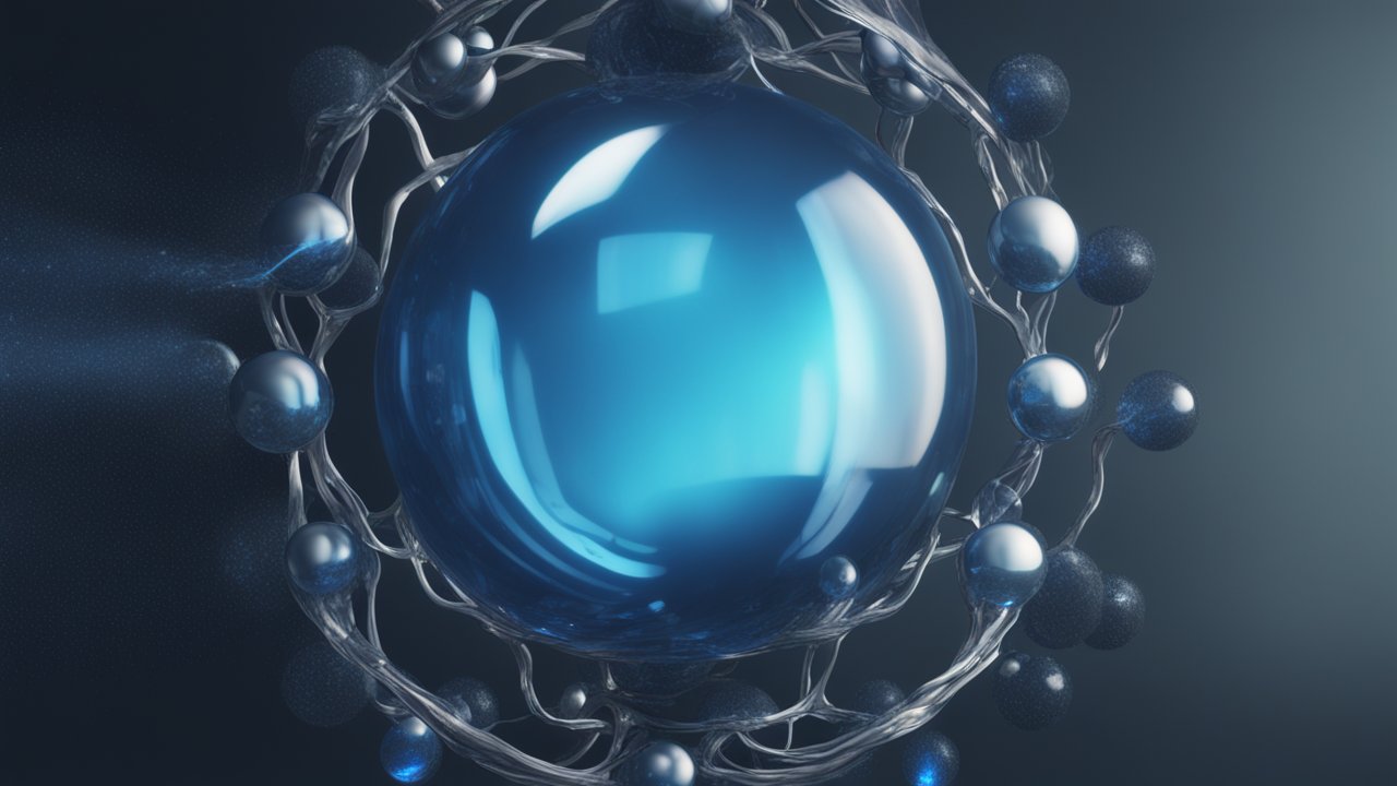 3D Render of a Blue Molecular Sphere Structure