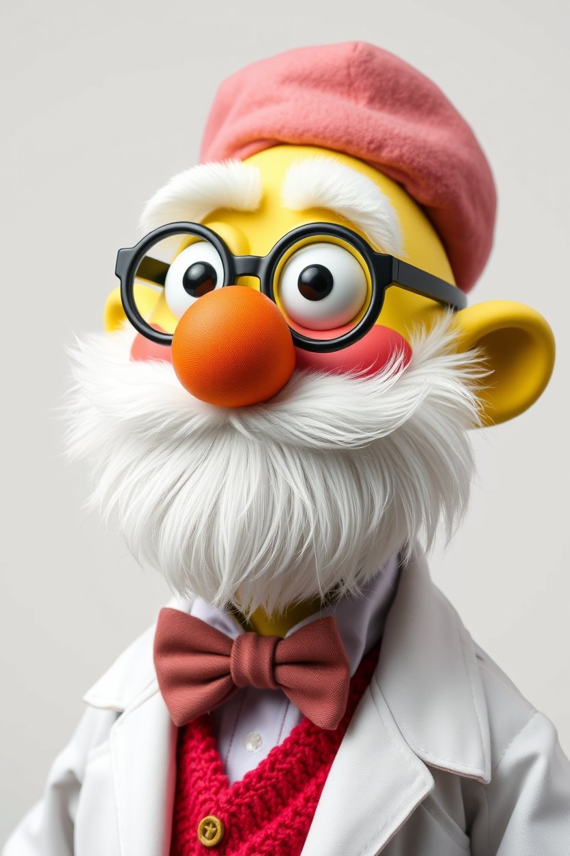 3D Render of a Cartoon Scientist Character with White Beard
