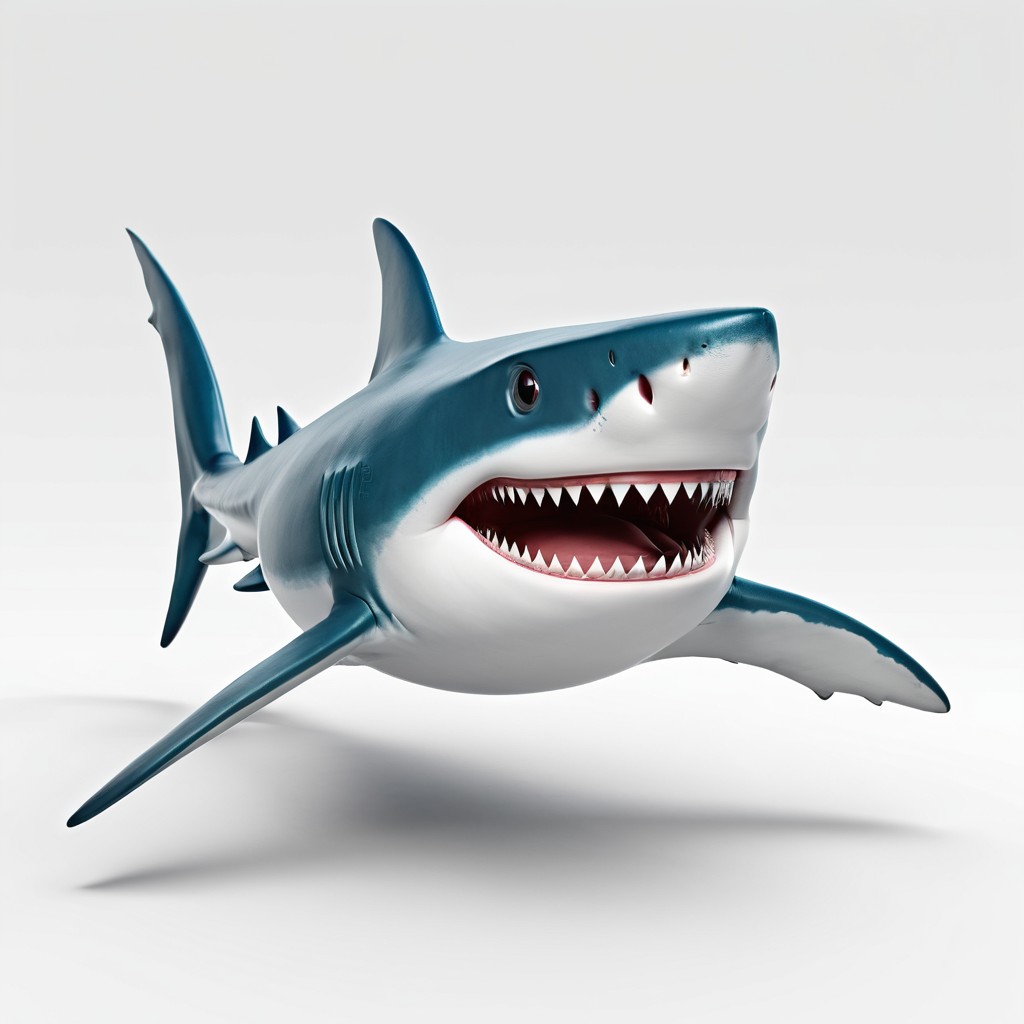 3D Render of a Friendly Cartoon Shark