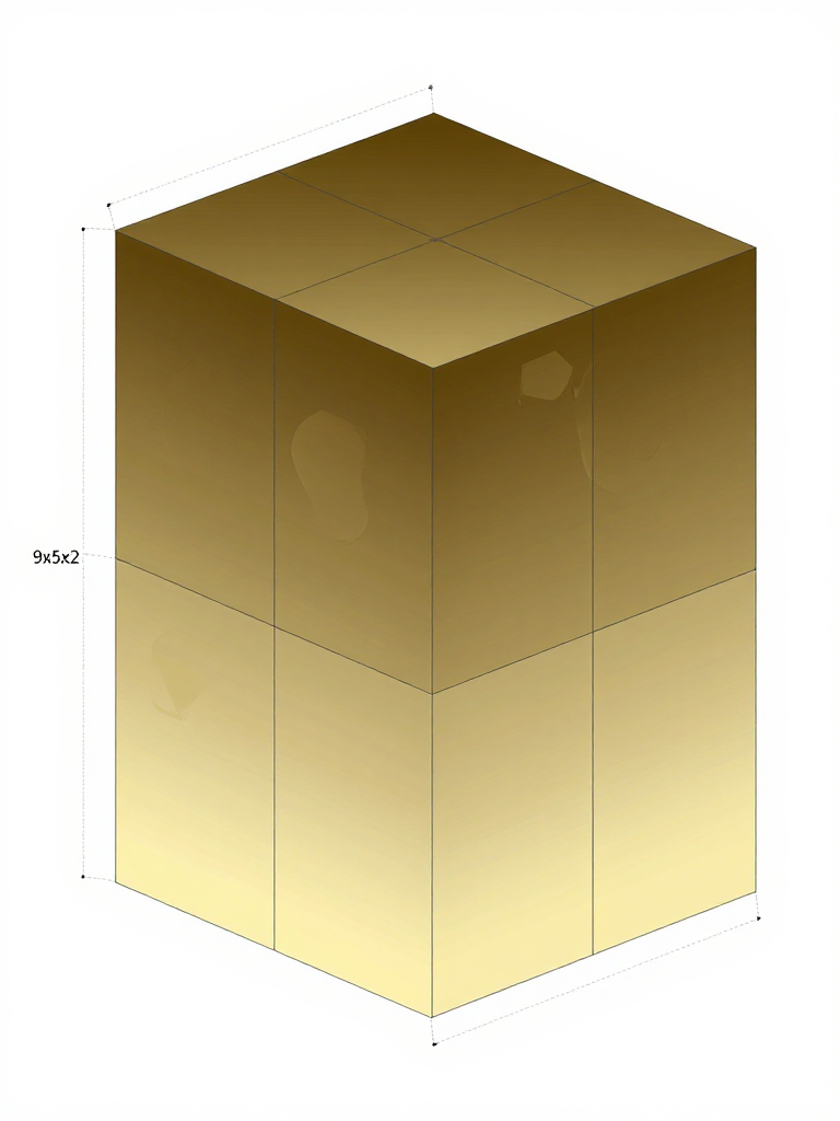 3D Render of a Golden Cuboid with Dimensions