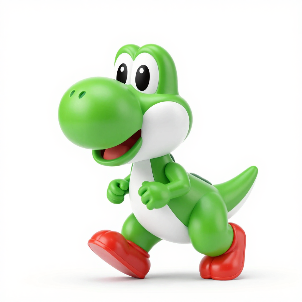 3D Render of a Green Plastic Dinosaur Toy Running