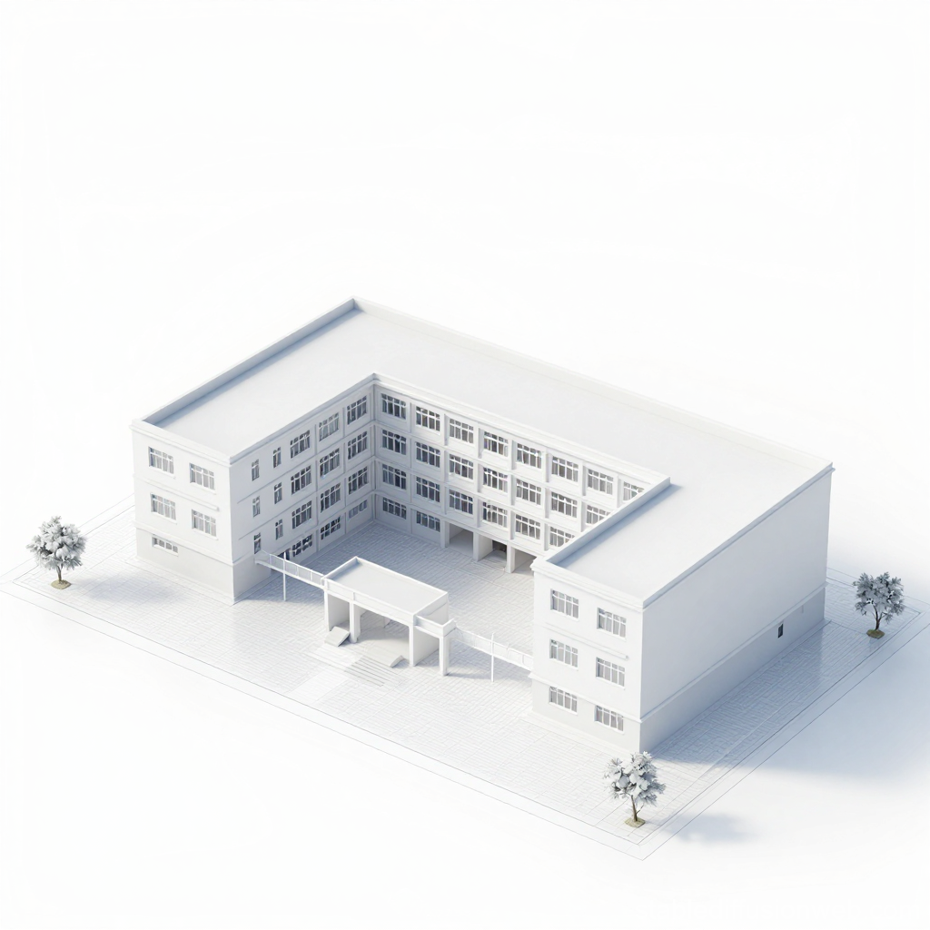 3D Render of a Modern School Building Model