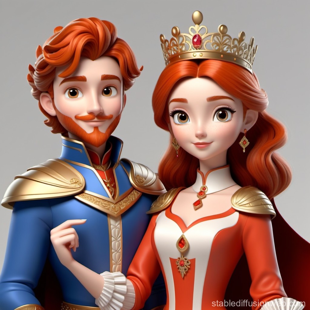 3D Render of a Royal Couple in Elegant Attire