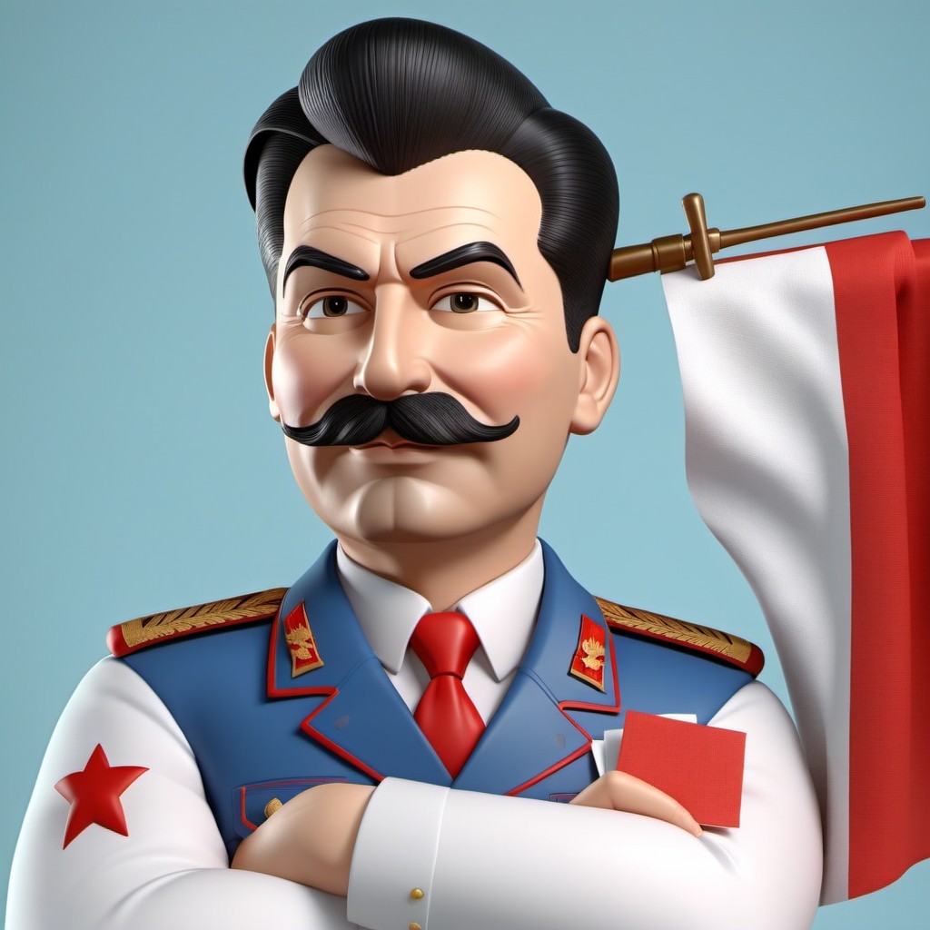 3D Render of a Stylized Military Officer with Flag