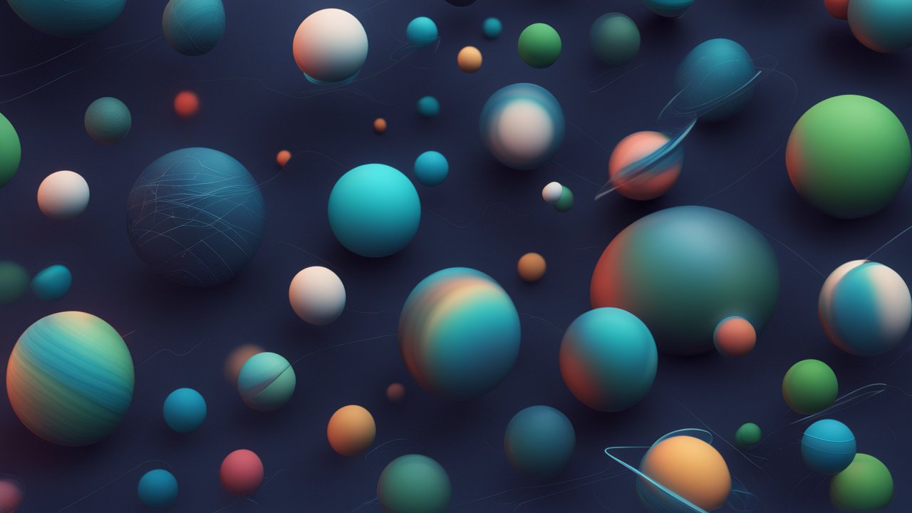 3D Render of Colorful Floating Spheres with Light Reflections