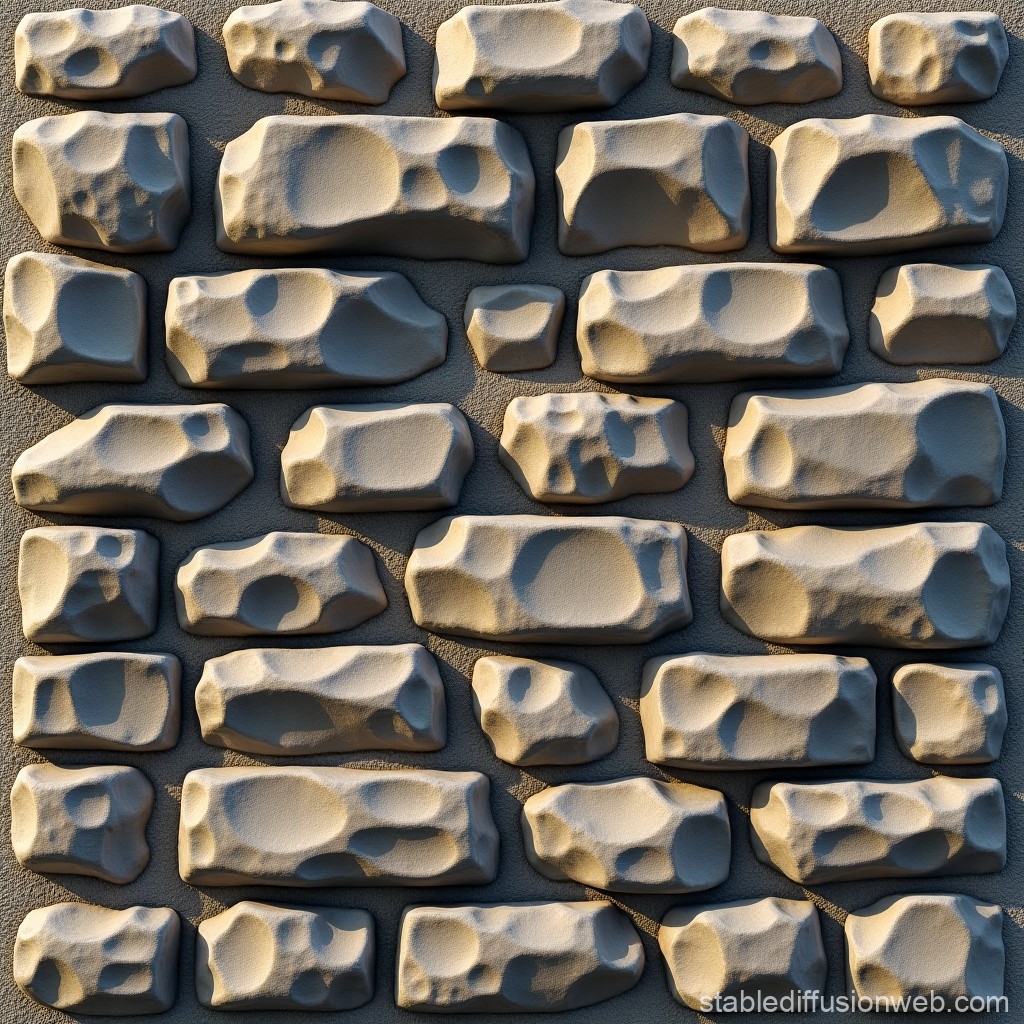 3D Render of Textured Stone Wall Pattern