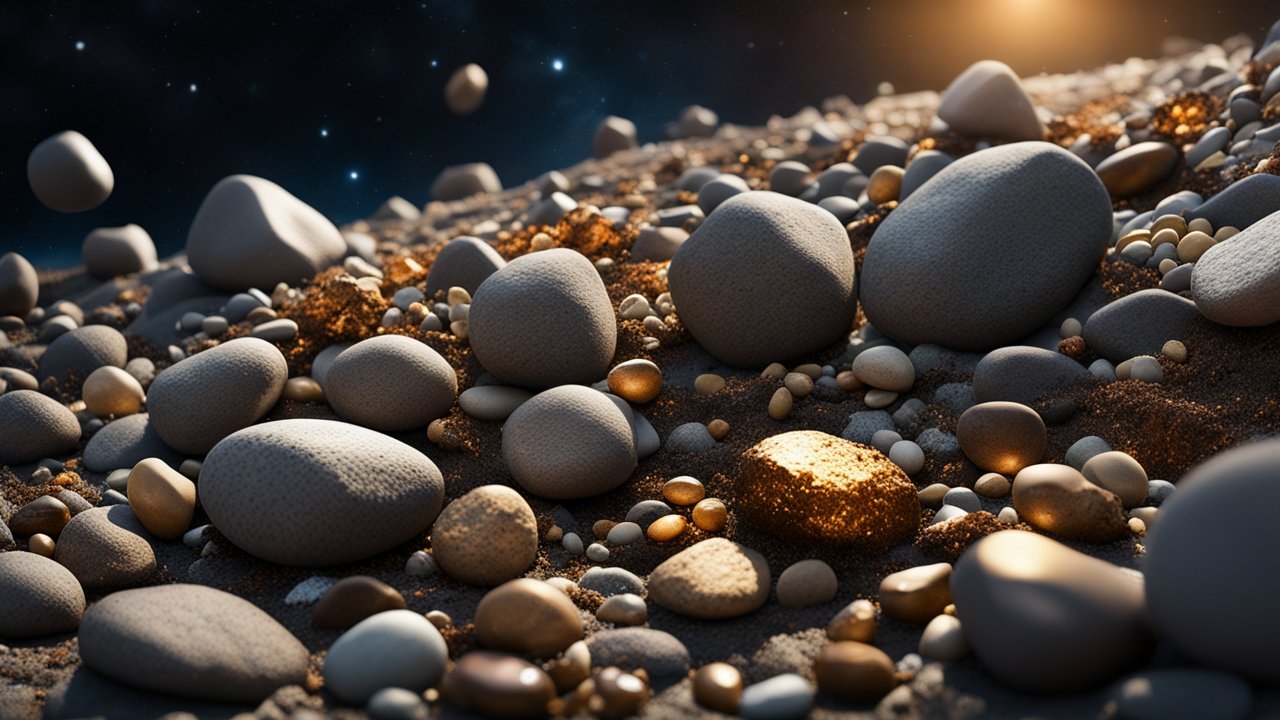 3D Render of Textured Stones on a Cosmic Surface