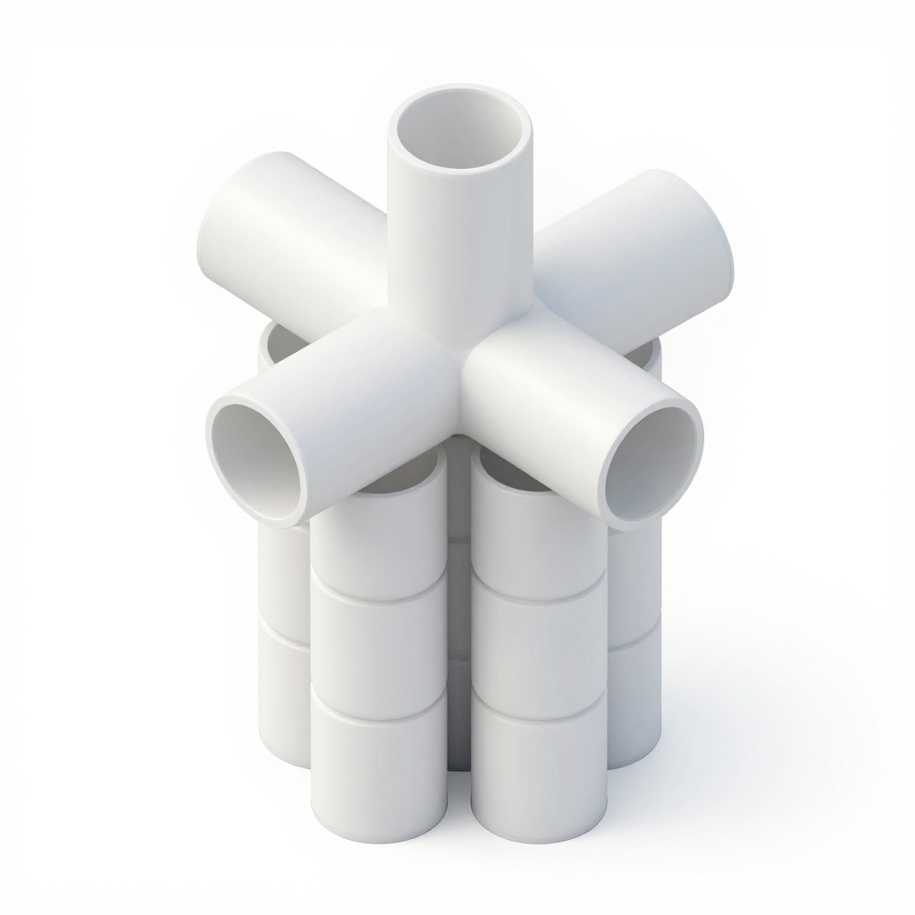3D Render of White Cylindrical Pipe Connector