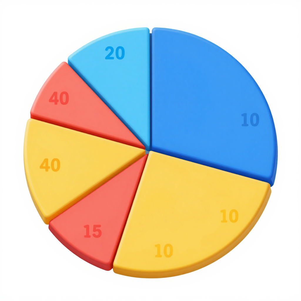 3D Rendered Colorful Pie Chart with Numeric Labels