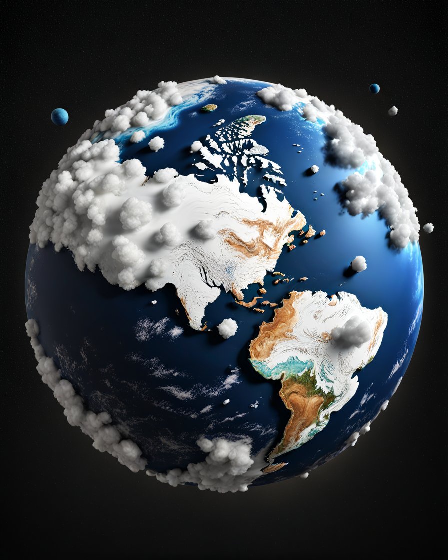3D Rendered Earth with Expressive Clouds and Terrain