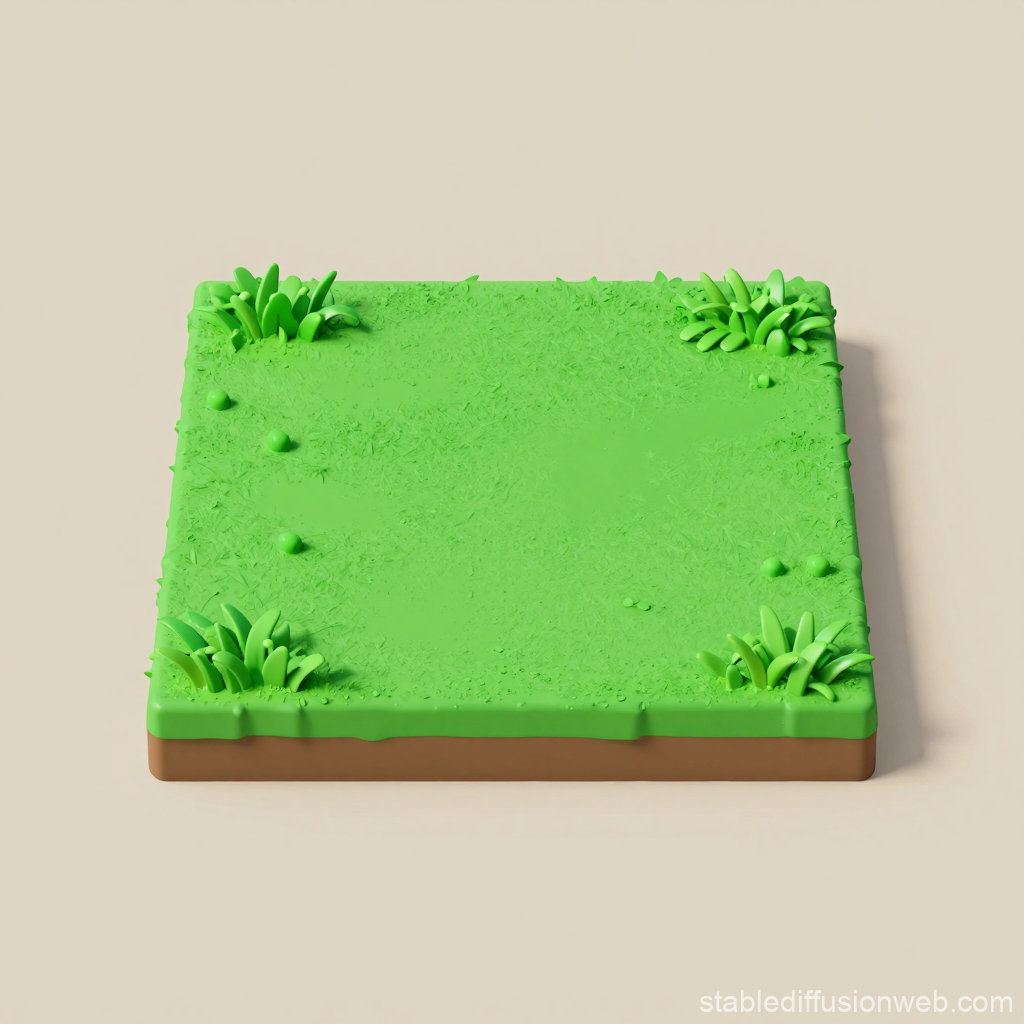 3D Rendered Front Orthographic Grass Tile