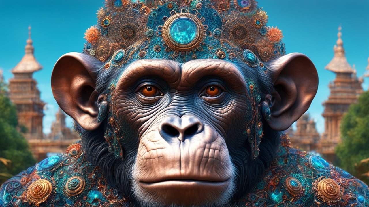 3D Rendered Ornate Monkey with Jewel Adornments