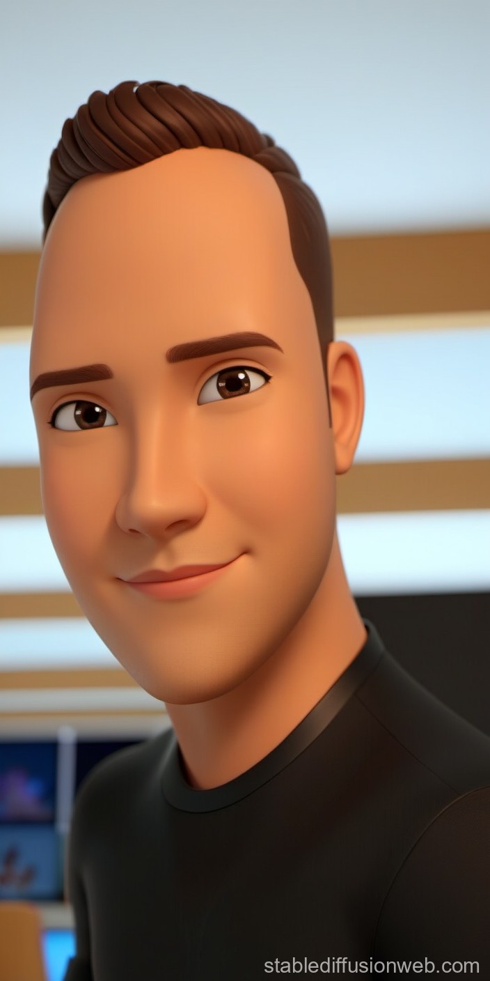 3D Rendered Portrait of a Smiling Young Man