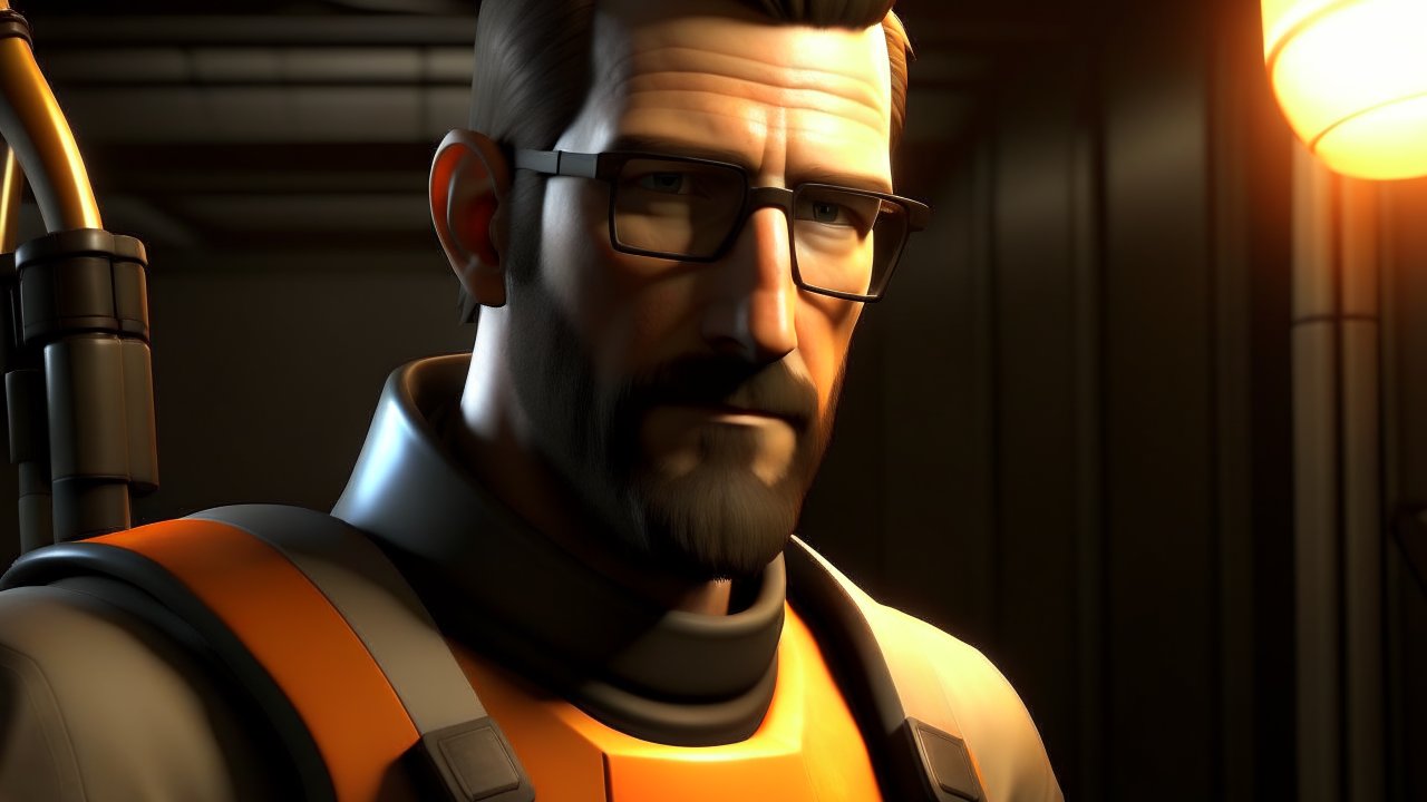 3D Rendered Sci-Fi Character with Glasses and Armor