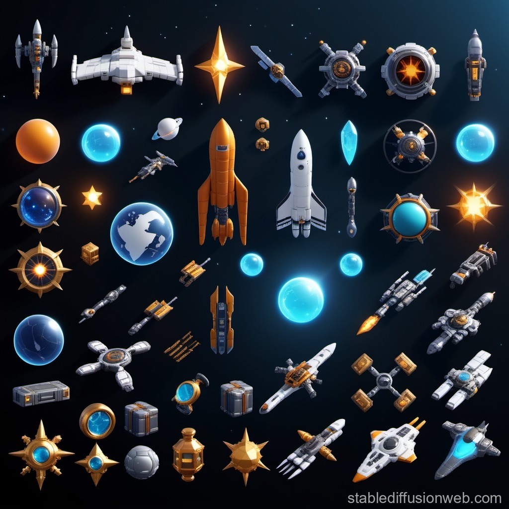 3D Rendered Spacecraft and Celestial Objects Collection