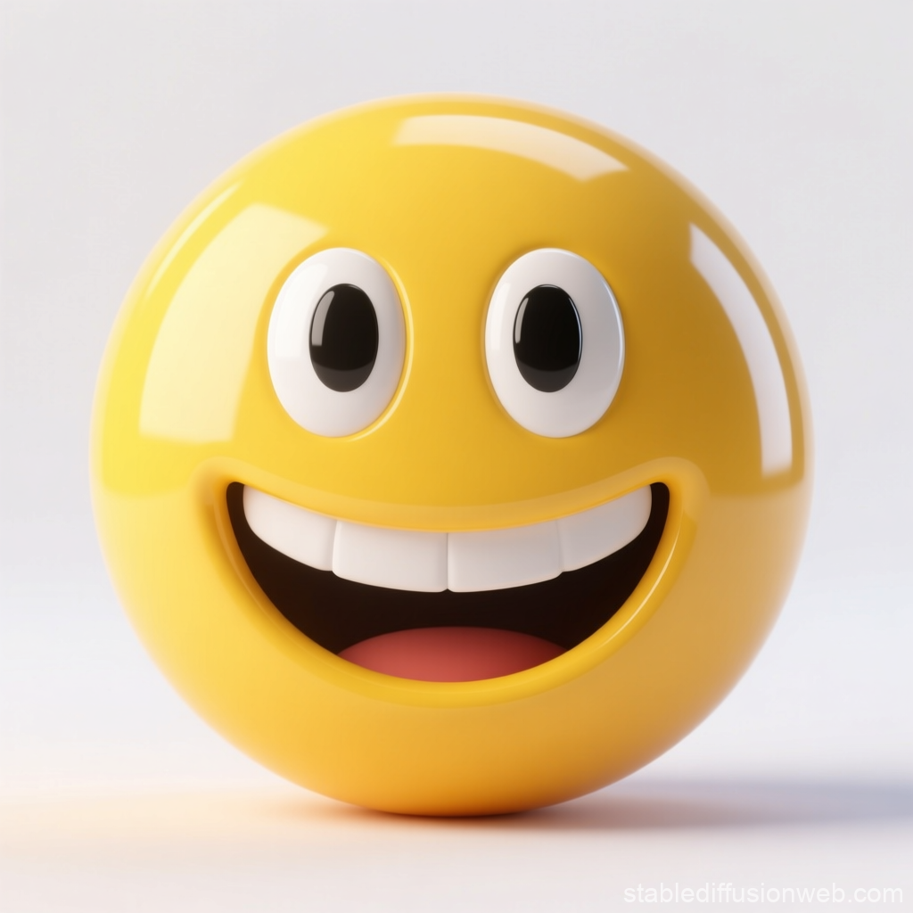 3D Rendered Yellow Smiley Face with Big Smile