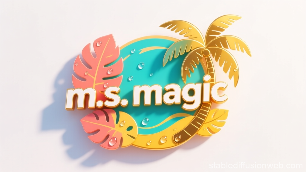 3D Tropical Logo Design for m.s. magic