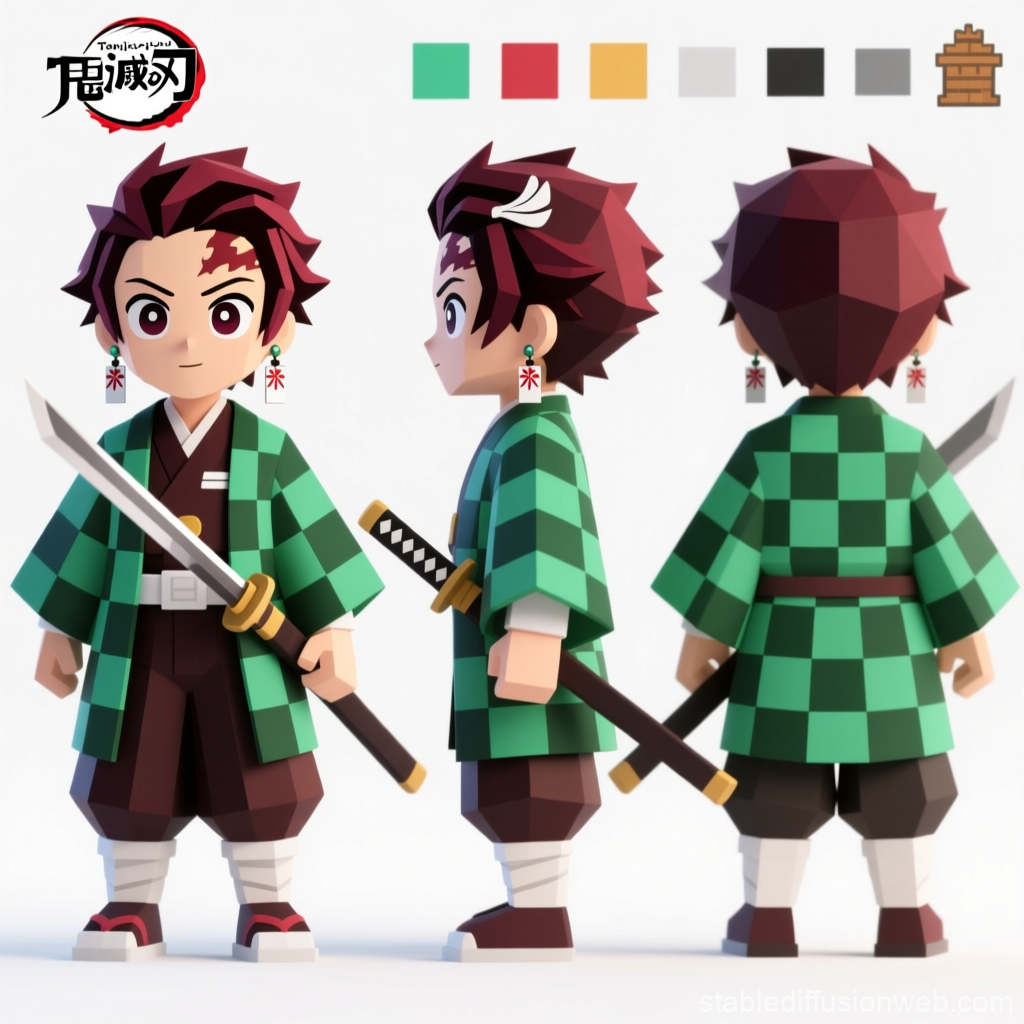 3D Turnaround Model of Anime Character Tanjiro Kamado