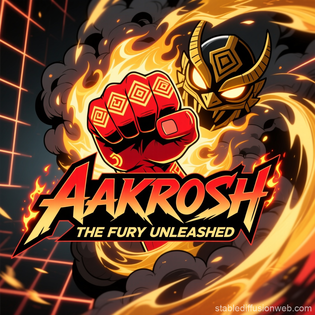 Aakrosh Crimson Fist Logo with Fiery Mask