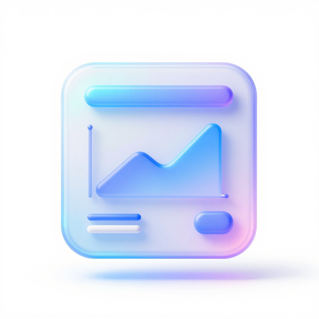 Abstract 3D Dashboard Icon with Gradient Blue and Purple