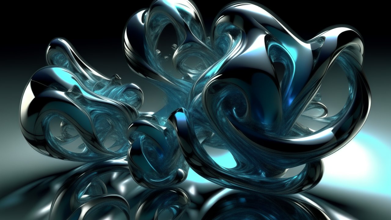 Abstract 3D Rendered Glass Sculpture with Blue Highlights