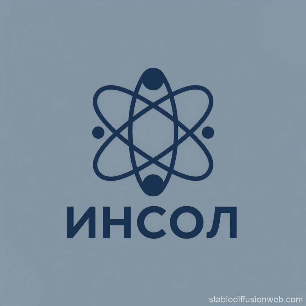 Abstract Atomic Logo with Cyrillic Text