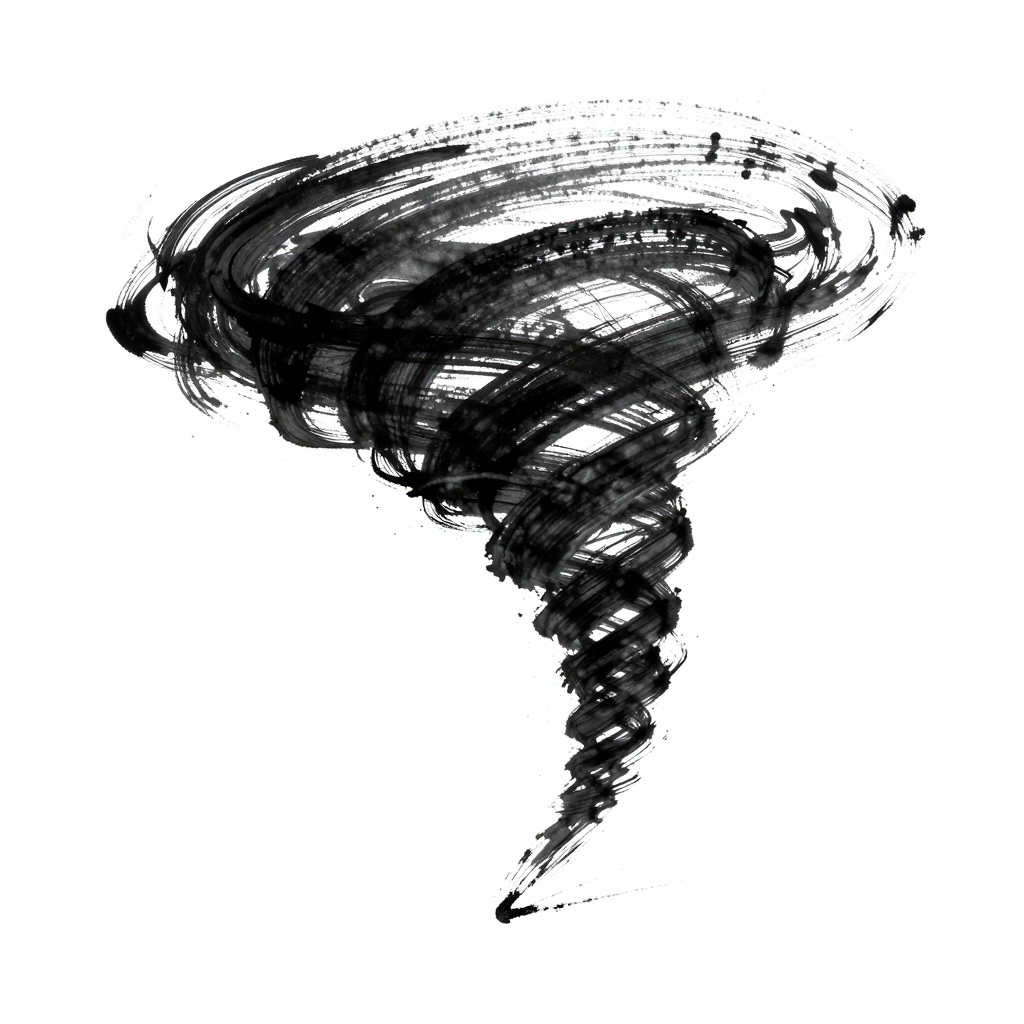 Abstract Black Ink Tornado Brush Stroke