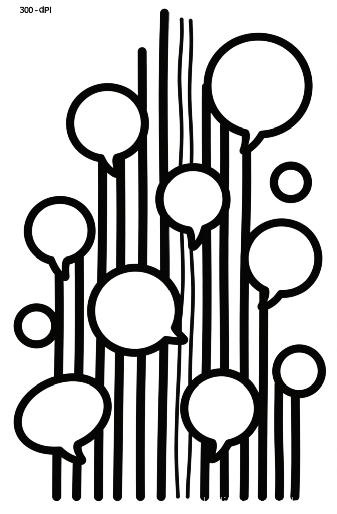 Abstract Black Speech Bubbles with Vertical Lines