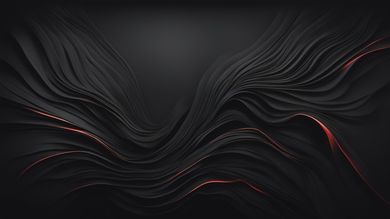 Abstract Black Waves with Red Highlights