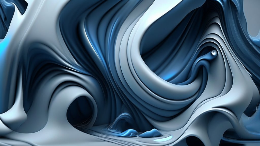 Abstract Blue and Grey Fluid 3D Wallpaper