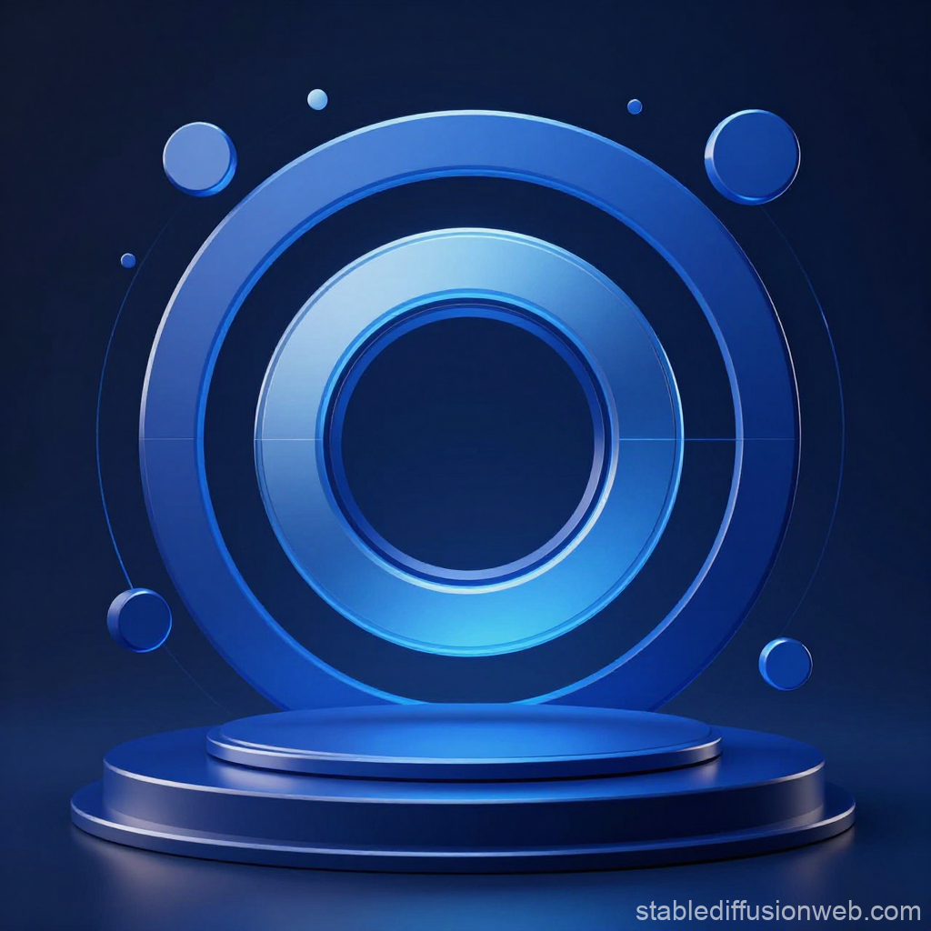 Abstract Blue Circular 3D Platform Design