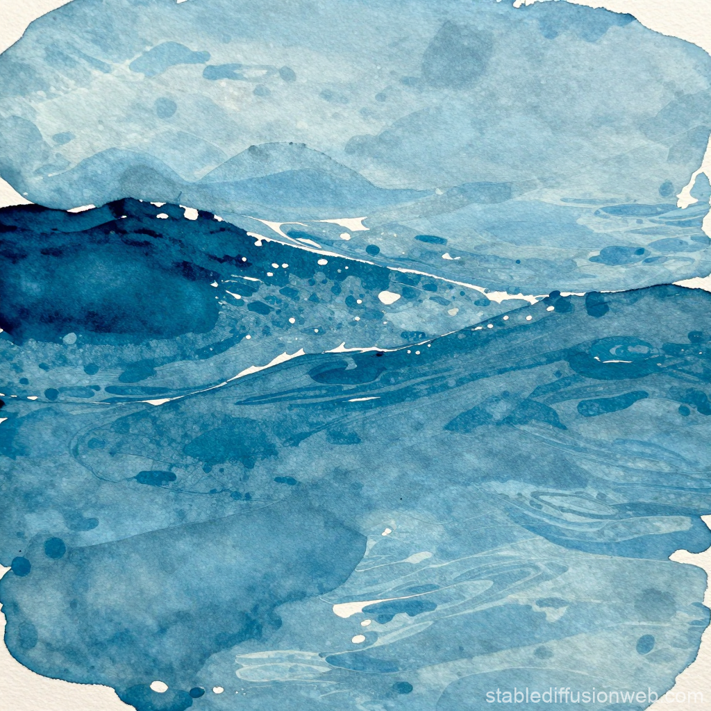Abstract Blue Watercolor Landscape