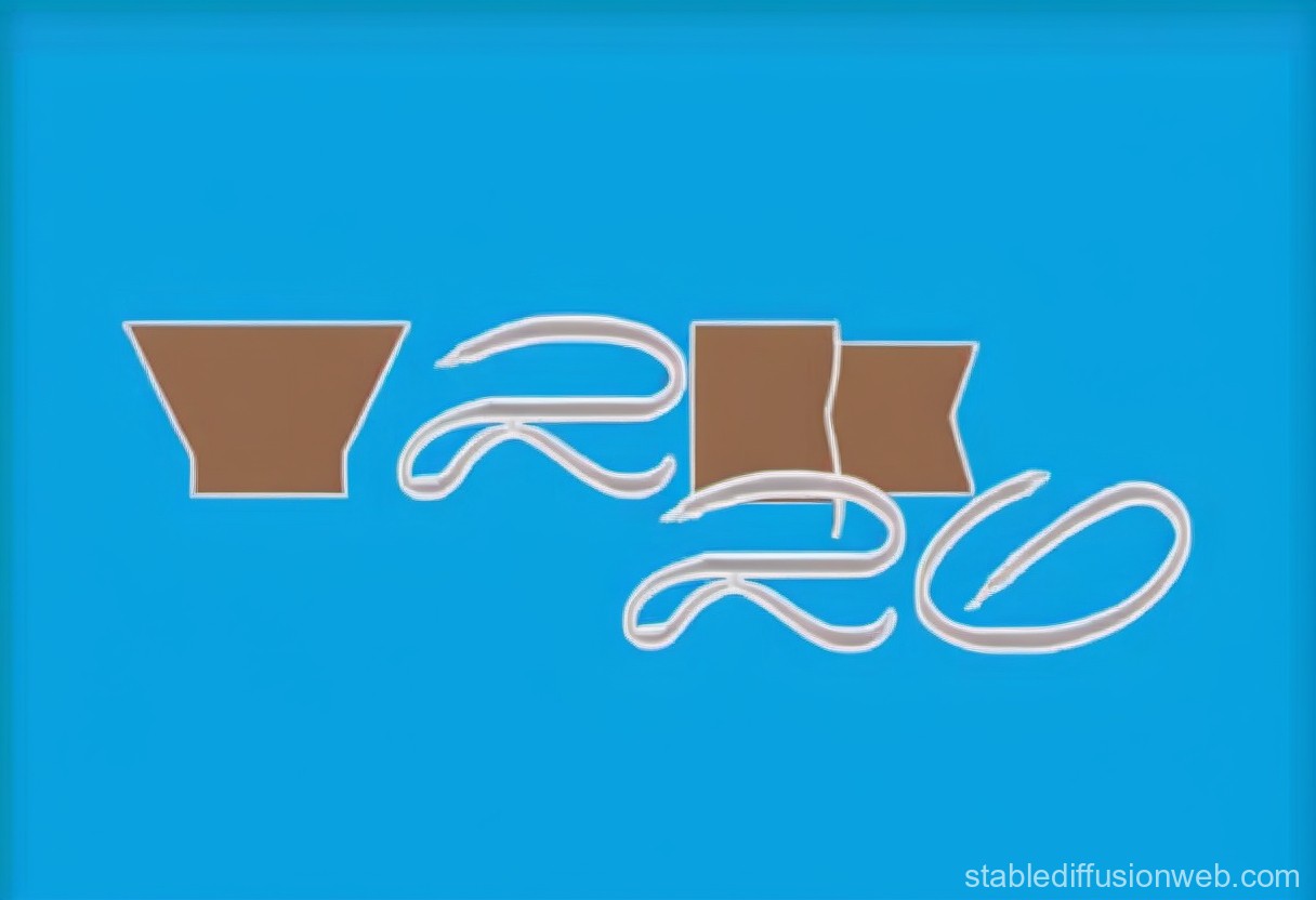 Abstract Brown Shapes with White Curves on Blue Background