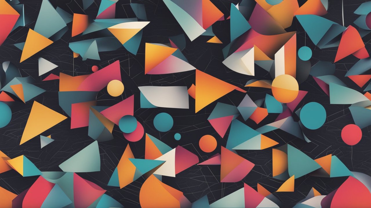 Abstract Composition of Colorful Geometric Shapes