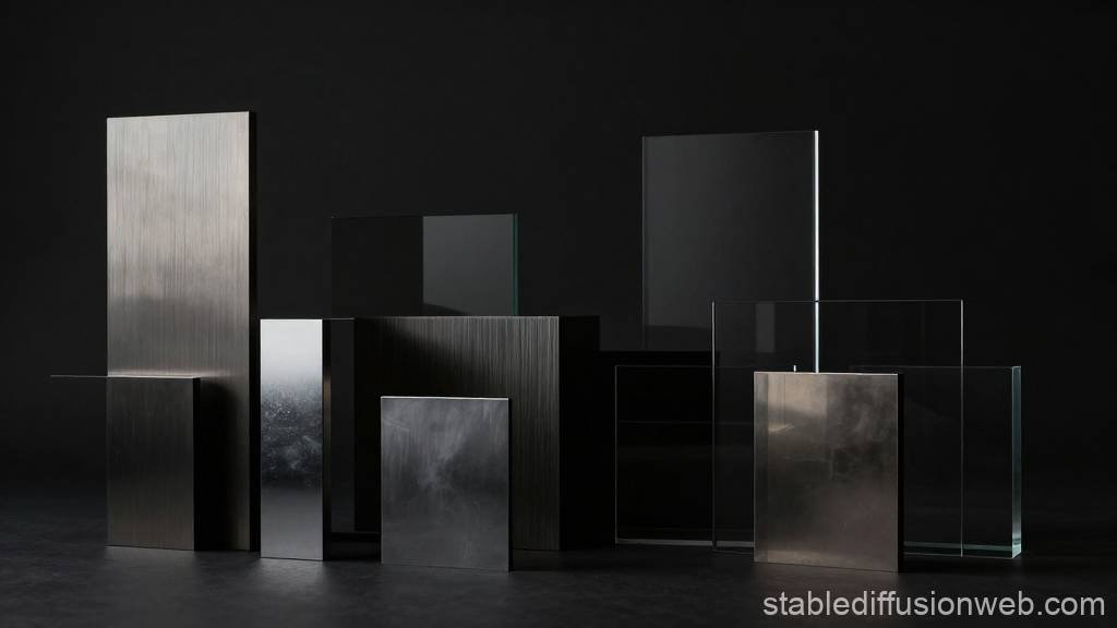 Abstract Composition of Reflective and Transparent Panels