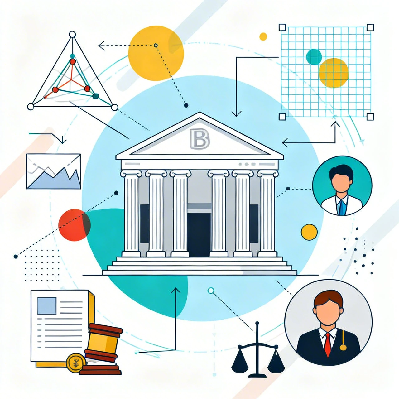 Abstract Digital Bank Ecosystem Illustration