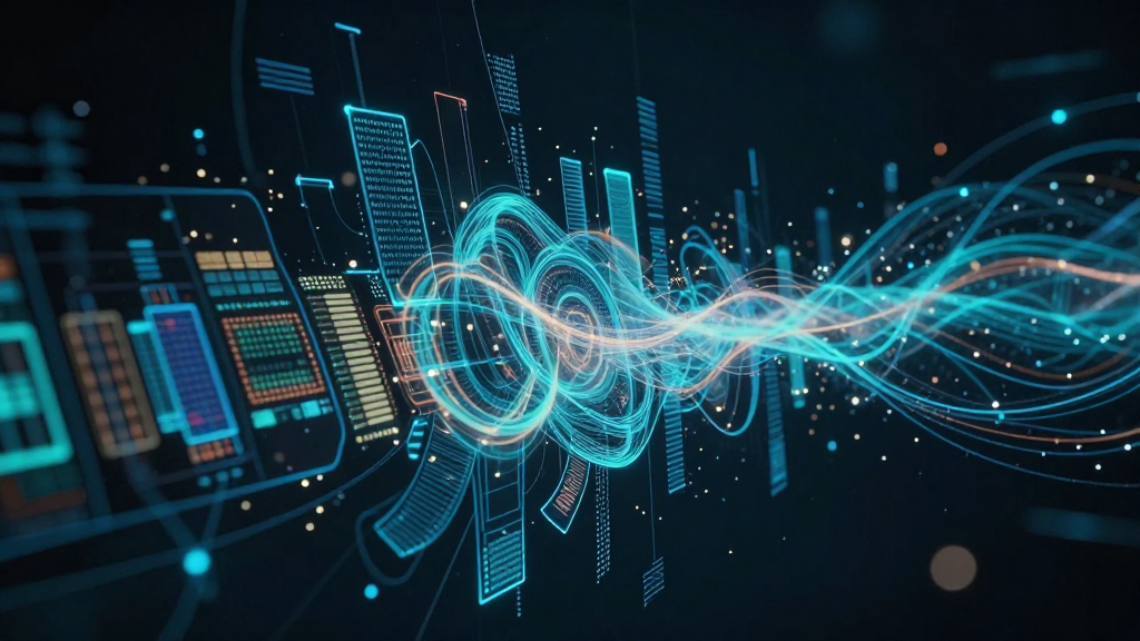 Abstract Futuristic Data Stream Visualization